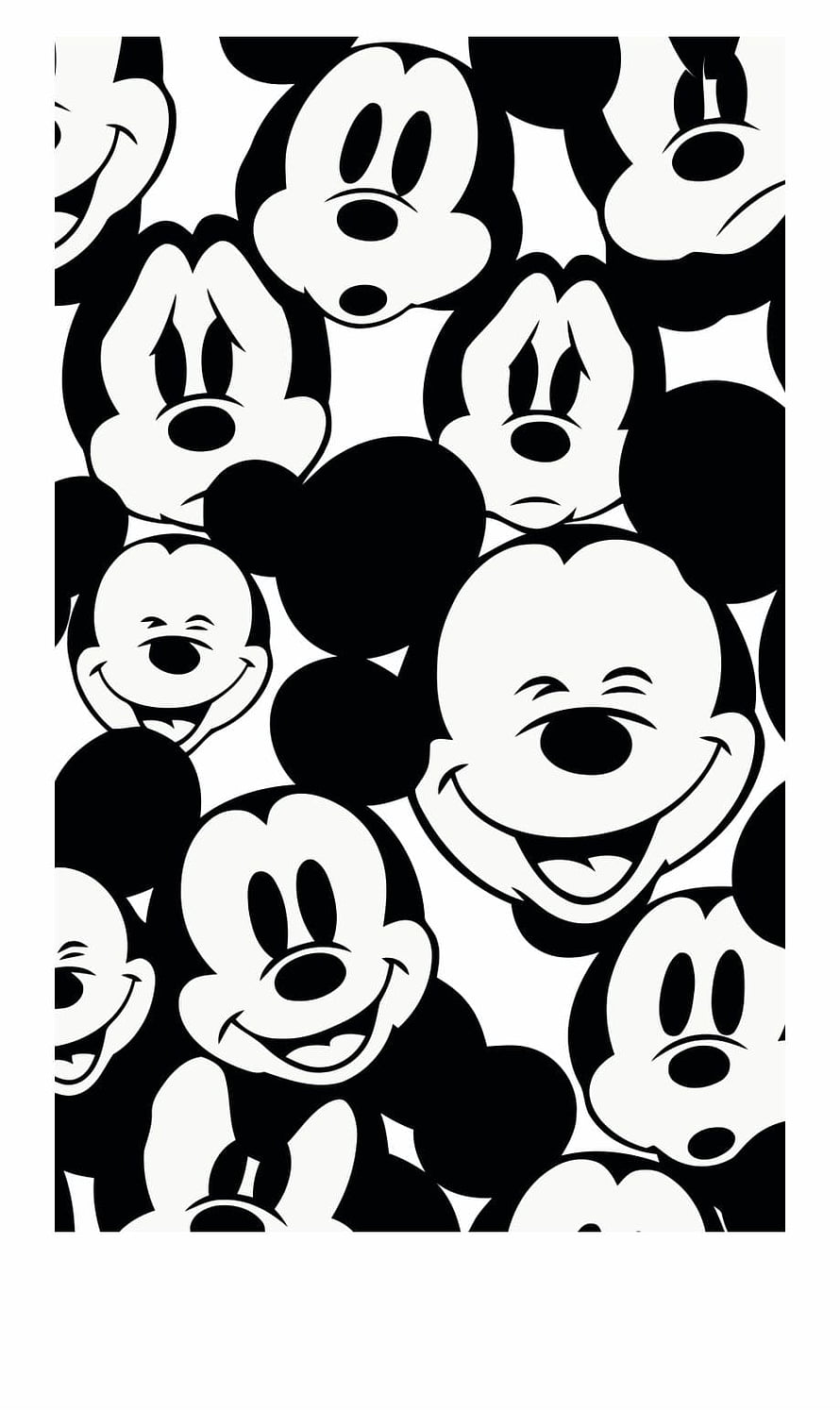 Mickey Mouse Black and White Pattern Wallpaper HD phone wallpaper