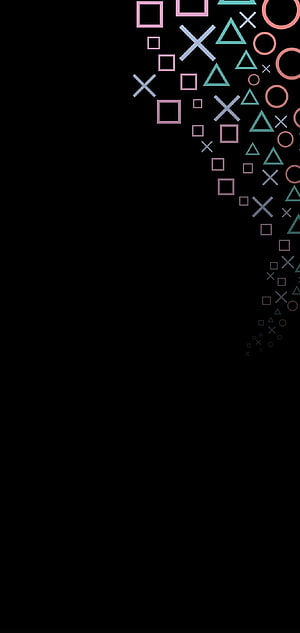 Minimalist Geometric Shapes on Black Background with Pastel Accents HD phone wallpaper
