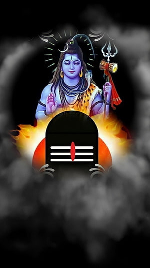 Lord Shiva Neelakanta with Trishul and Rudraksha Mala Above Om Symbol HD phone wallpaper