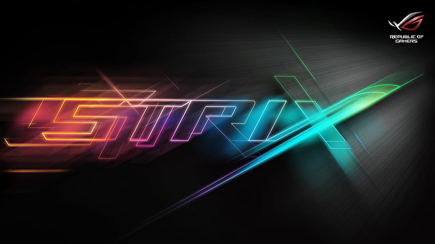 ASUS ROG STRIX Neon Glow Gaming Logo on Dark Background HD wallpaper