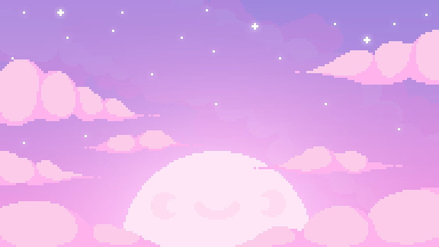 Cute Pastel Pixel Art Sky with Sleeping Cloud and Stars HD wallpaper