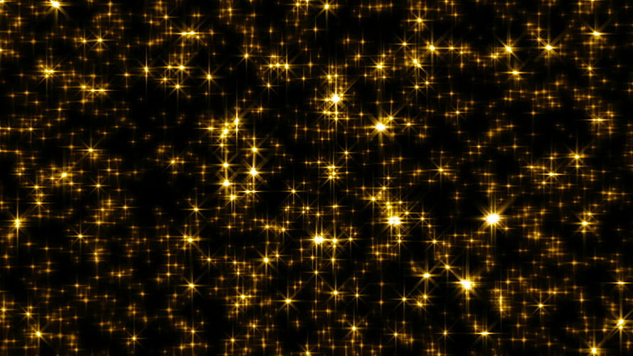 Golden Starburst Glitter Pattern on Black Background HD wallpaper