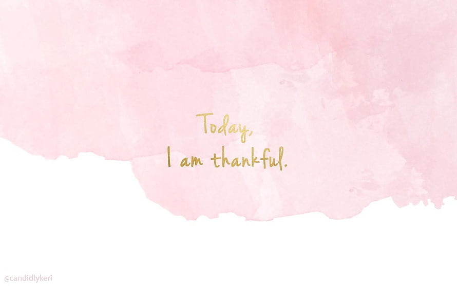 Soft Pink Watercolor Background with Gold Handwritten Gratitude Quote HD wallpaper