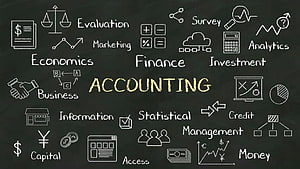 Accounting Concept Chalkboard with Business Finance and Economics Icons HD wallpaper