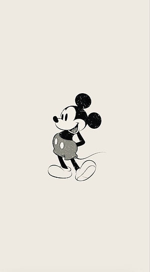 Classic Black and White Mickey Mouse Vintage Cartoon Illustration HD phone wallpaper