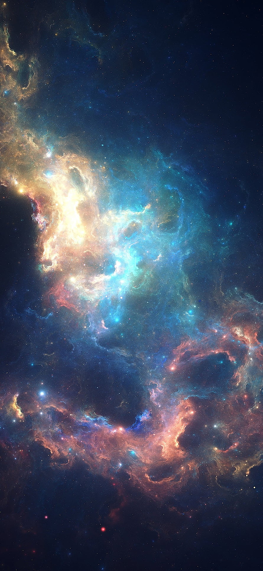 Vibrant Cosmic Nebula with Swirling Gas Clouds and Distant Star Fields HD phone wallpaper