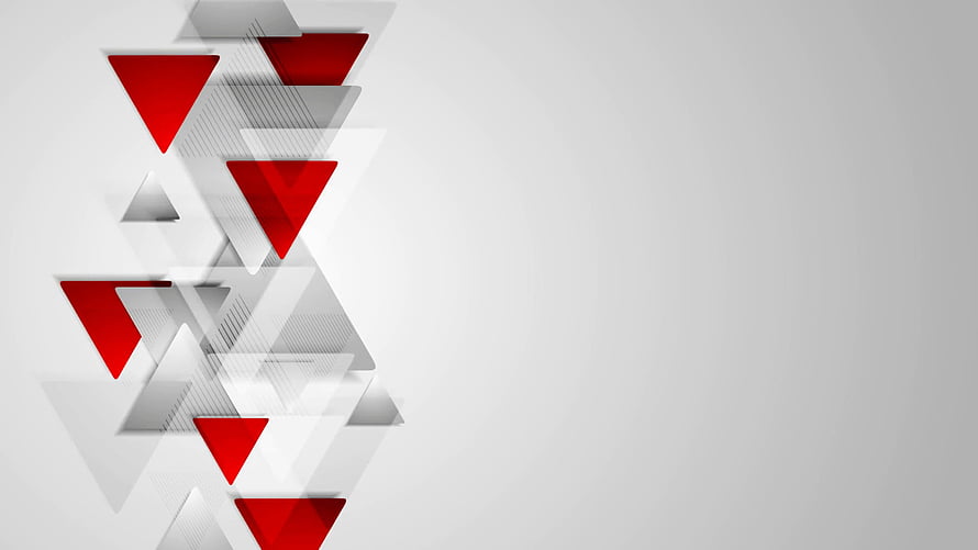 Minimalist Geometric Triangle Composition in Red, White, and Gray on a Clean Background HD wallpaper