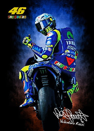Valentino Rossi 46 Yamaha MotoGP Rider Digital Artwork HD phone wallpaper