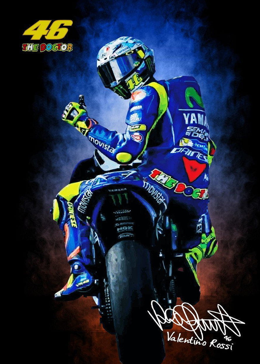Valentino Rossi 46 Yamaha MotoGP Rider Digital Artwork HD phone wallpaper