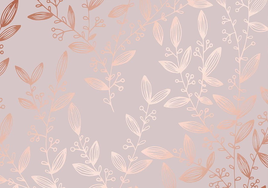 Elegant Rose Gold Botanical Line Art Pattern on Soft Mauve Background HD wallpaper