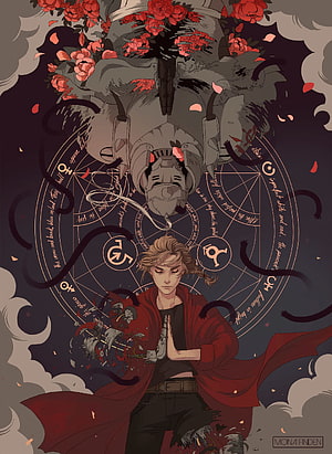 Fullmetal Alchemist Brotherhood Alchemy Circle and Mechanical Armor Illustration HD phone wallpaper