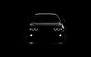 BMW M3 E46 Front View with Angel Eyes Headlights in Dark Studio Setting HD wallpaper