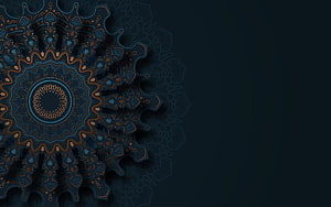Dark Ornate Mandala Pattern with Intricate Geometric Floral Design on Deep Navy Background HD wallpaper