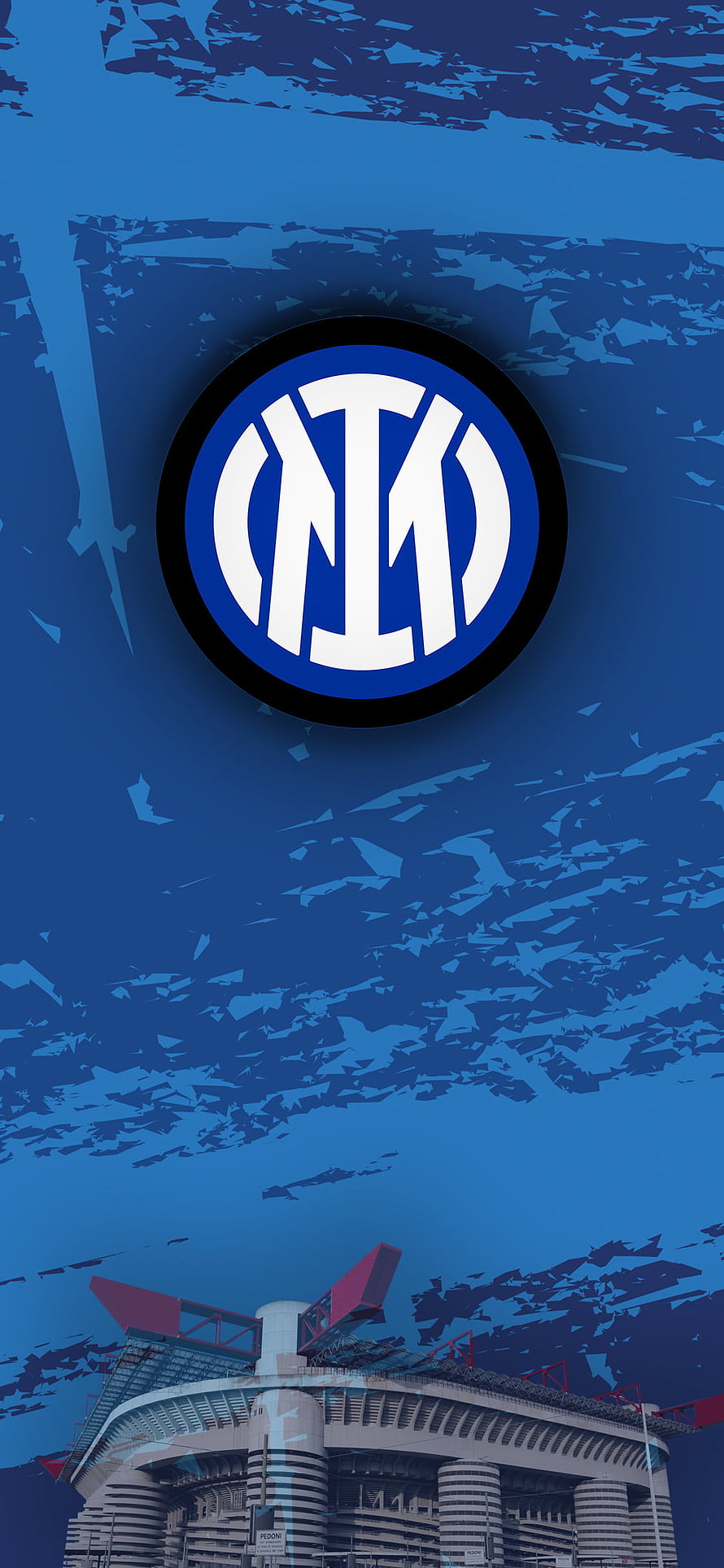 Inter Milan Club Crest Above San Siro Stadium in Blue Toned Graphic Design HD phone wallpaper