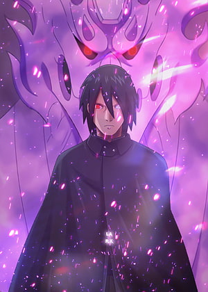 Sasuke Uchiha with Susanoo in Purple Chakra Aura HD phone wallpaper