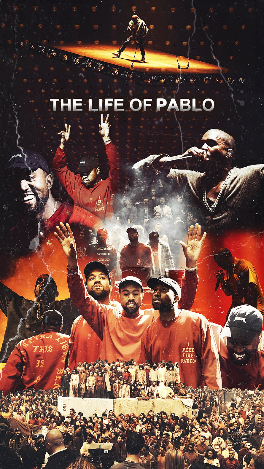 Kanye West The Life of Pablo Tour Poster with Crowd and Stage Collage HD phone wallpaper