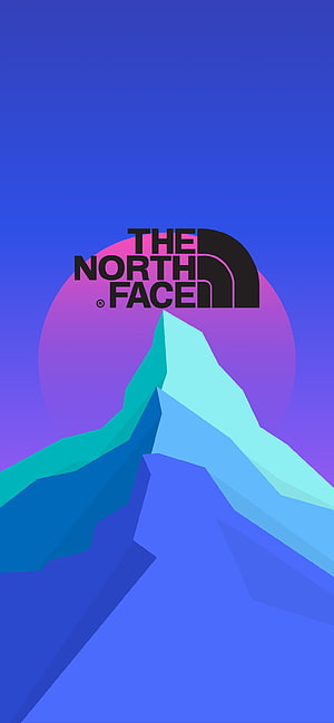 The North Face Geometric Mountain Peak with Vibrant Purple and Blue Gradient Sky HD phone wallpaper