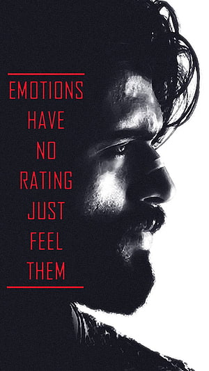 Arjun Reddy Motivational Quote with Dramatic Black and White Male Profile HD phone wallpaper