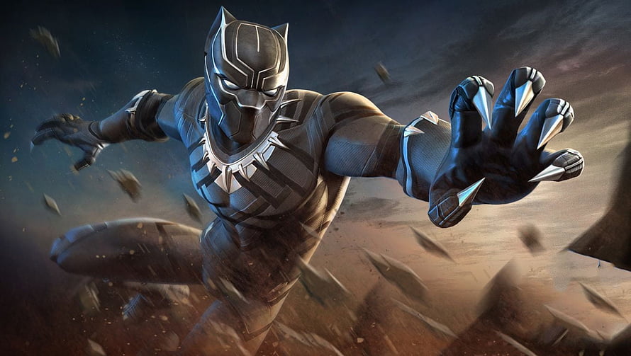 Black Panther in Dynamic Combat Pose with Clawed Gauntlets and Dark Suit HD wallpaper