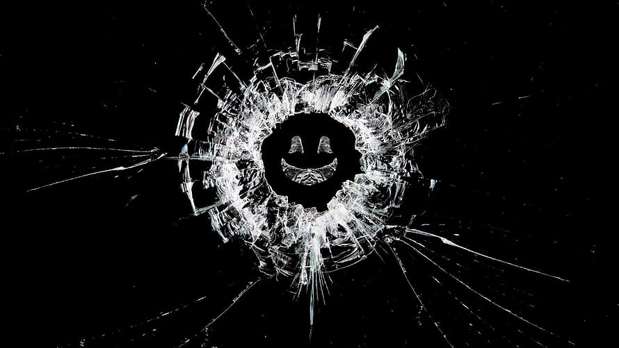 Black Mirror Season 5 Shattered Glass Smiling Face Dark Aesthetic Wallpaper HD wallpaper