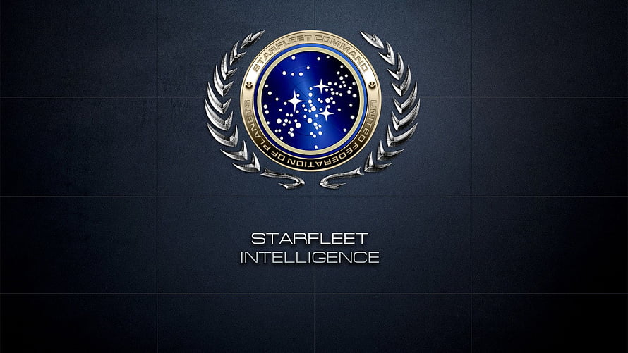 Starfleet Intelligence Emblem with United Federation of Planets Crest on Dark Background HD wallpaper