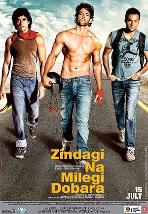 Zindagi Na Milegi Dobara Movie Poster Featuring Three Men Walking on a Road HD phone wallpaper