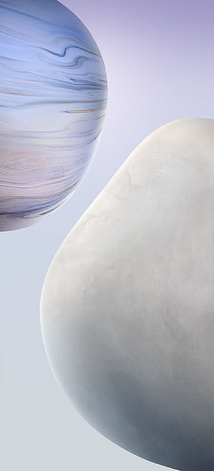 Minimalist Celestial Wallpaper Featuring Two Soft Textured Planets in Pastel Tones HD phone wallpaper