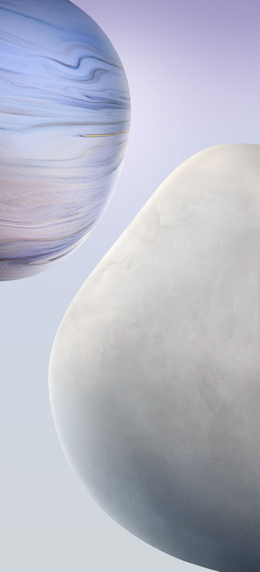 Minimalist Celestial Wallpaper Featuring Two Soft Textured Planets in Pastel Tones HD phone wallpaper