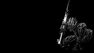 Berserk Guts Minimalist Sketch with Great Sword on Black Background HD wallpaper