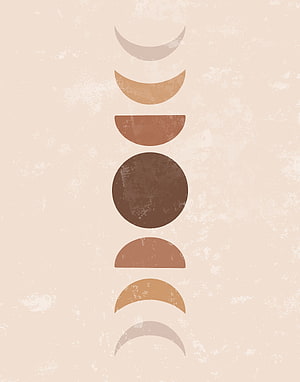 Minimalist Moon Phases Poster in Warm Earth Tones with Distressed Boho Texture HD phone wallpaper