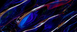 Vibrant Abstract Liquid Metal Flow with Neon Blue and Purple Swirls HD wallpaper