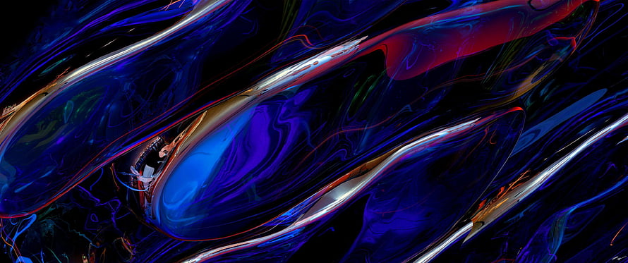 Vibrant Abstract Liquid Metal Flow with Neon Blue and Purple Swirls HD wallpaper