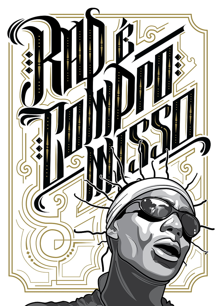 Racionais MC's Sabotage Album Cover Art with Stylized Typography and Portrait HD phone wallpaper