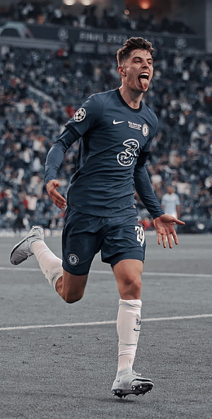 Kai Havertz Celebrating in Chelsea Kit During UEFA Champions League Final HD phone wallpaper