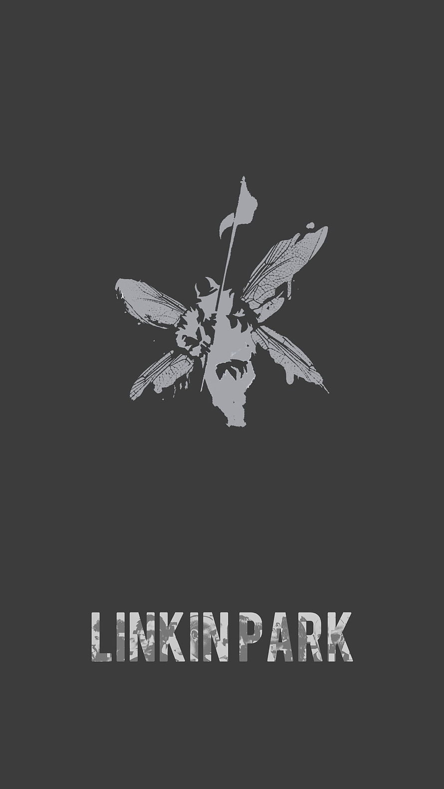 Linkin Park Monochrome Starburst Graphic with Textured Typography on Dark Background HD phone wallpaper