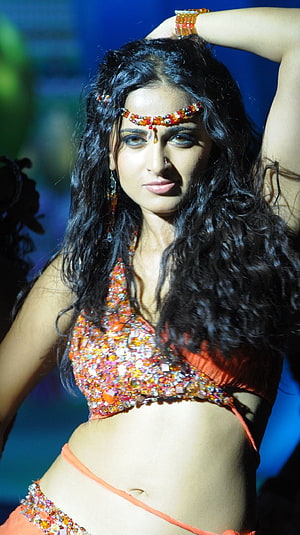 Anushka Shetty in Vibrant Beaded Belly Dance Costume with Traditional Jewelry HD phone wallpaper