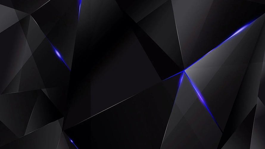 Dark Geometric Abstract Background with Glowing Blue Light Streaks and Sharp Faceted Shards HD wallpaper