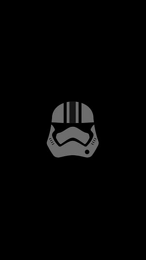 Minimalist Stormtrooper Helmet Icon on Black Background HD phone wallpaper