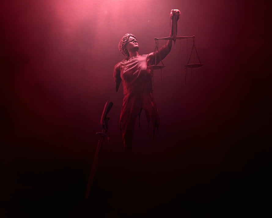 Lady Justice Statue in Crimson Light from Daredevil Opening Sequence HD wallpaper