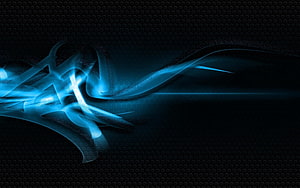 Glowing Blue Neon Abstract Light Streaks on Dark Hexagonal Mesh Background HD wallpaper