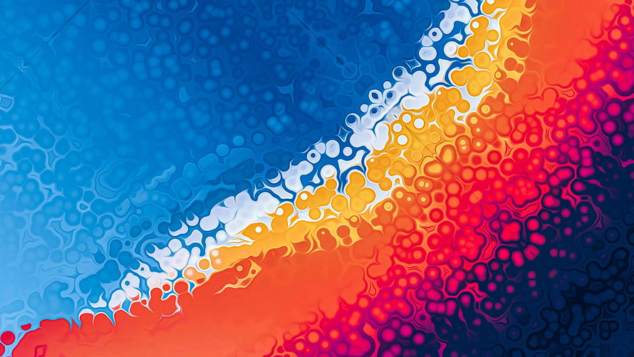 Vibrant Abstract Gradient with Blue and Orange Bubble Patterns HD wallpaper