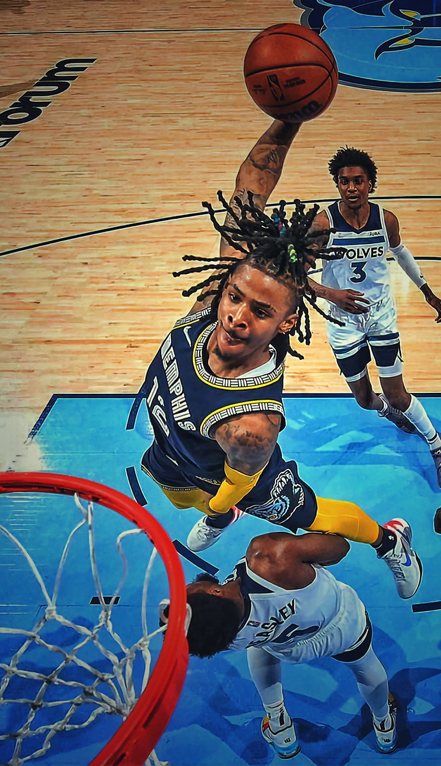 Ja Morant Soaring Over the Rim in a Powerful Memphis Grizzlies Dunk HD phone wallpaper