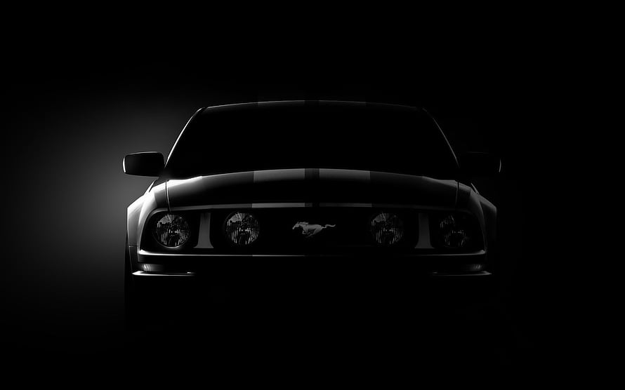 Ford Mustang Shelby GT500 Front Silhouette in Dramatic Black and White Studio Lighting HD wallpaper