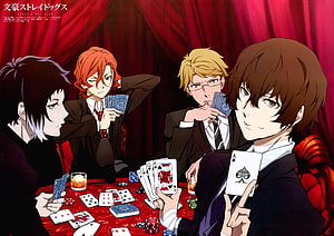 Bungo Stray Dogs Anime Characters Playing Poker at a Casino Table HD wallpaper