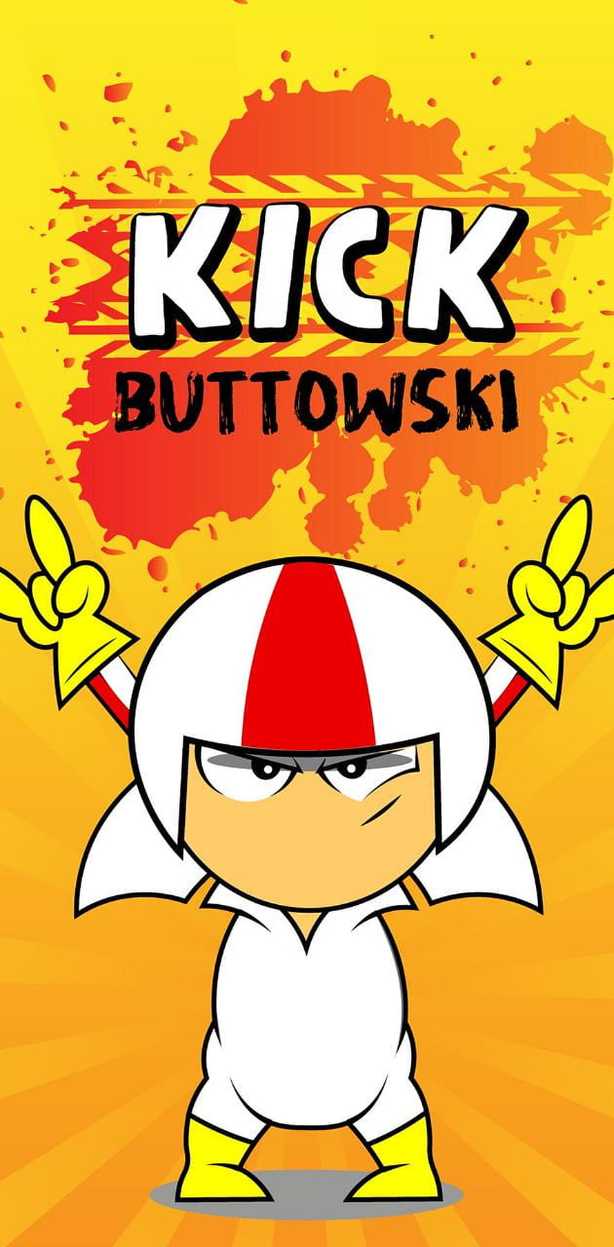 Kick Buttowski Cartoon Character in White and Red Outfit with Yellow Gloves HD phone wallpaper