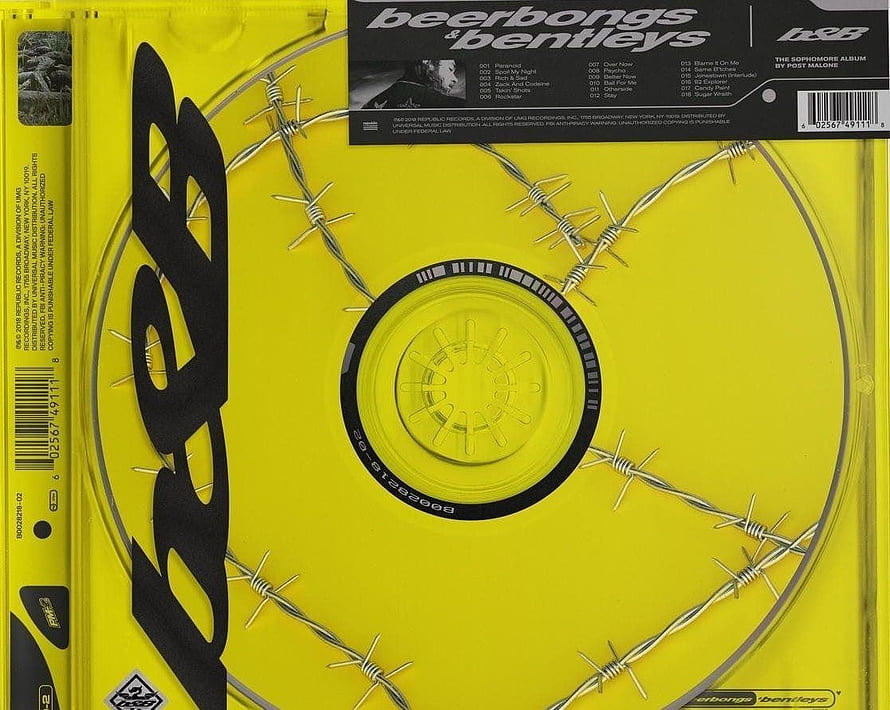 Beerbongs & Bentleys by Post Malone CD Disc Artwork with Barbed Wire Design HD wallpaper