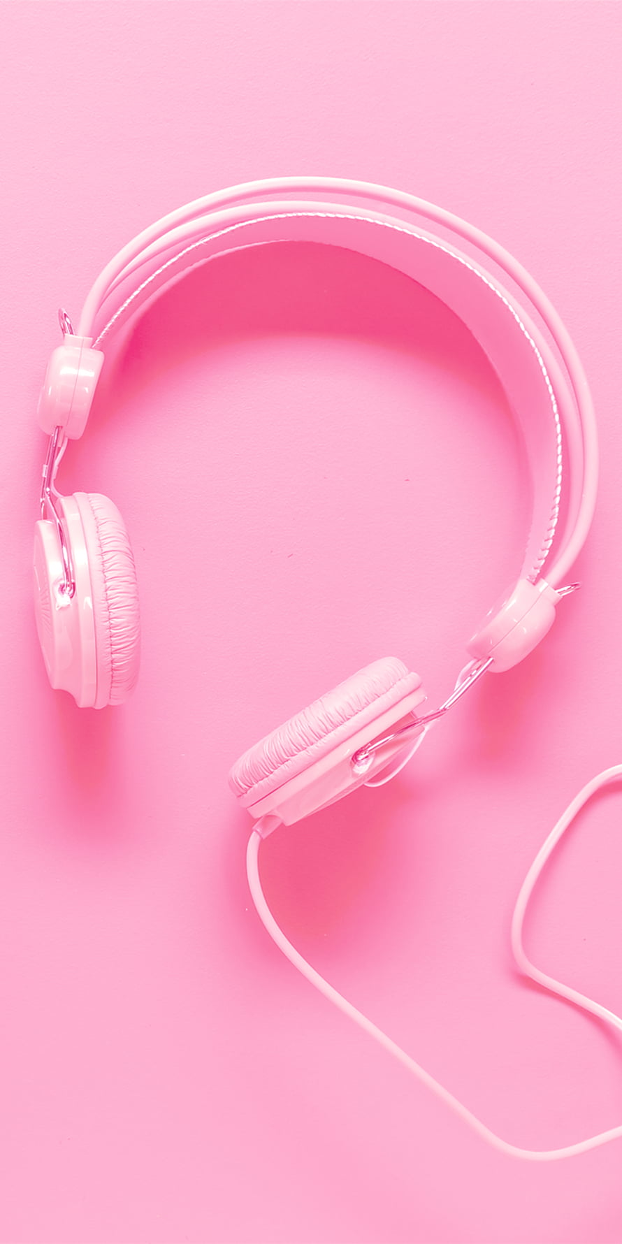 Pastel Pink Wired Headphones on a Soft Pink Background HD phone wallpaper