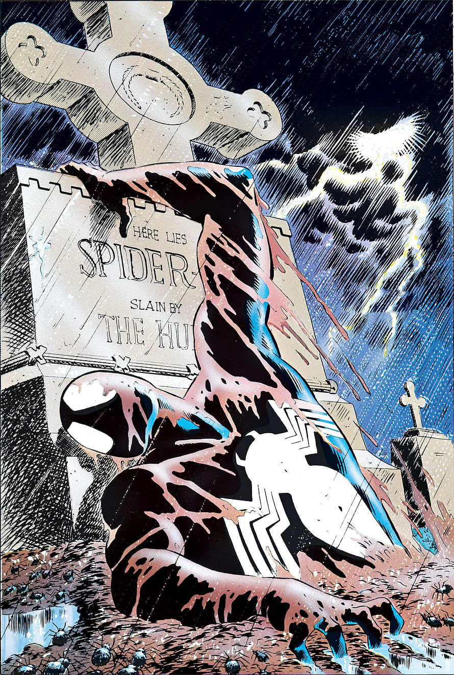 Spider-Man Symbiote Tombstone Scene From Marvel Comics HD phone wallpaper
