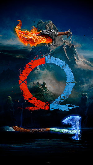 God of War Ragnarok Dual Axes and Fractured Circle Fantasy Artwork HD phone wallpaper