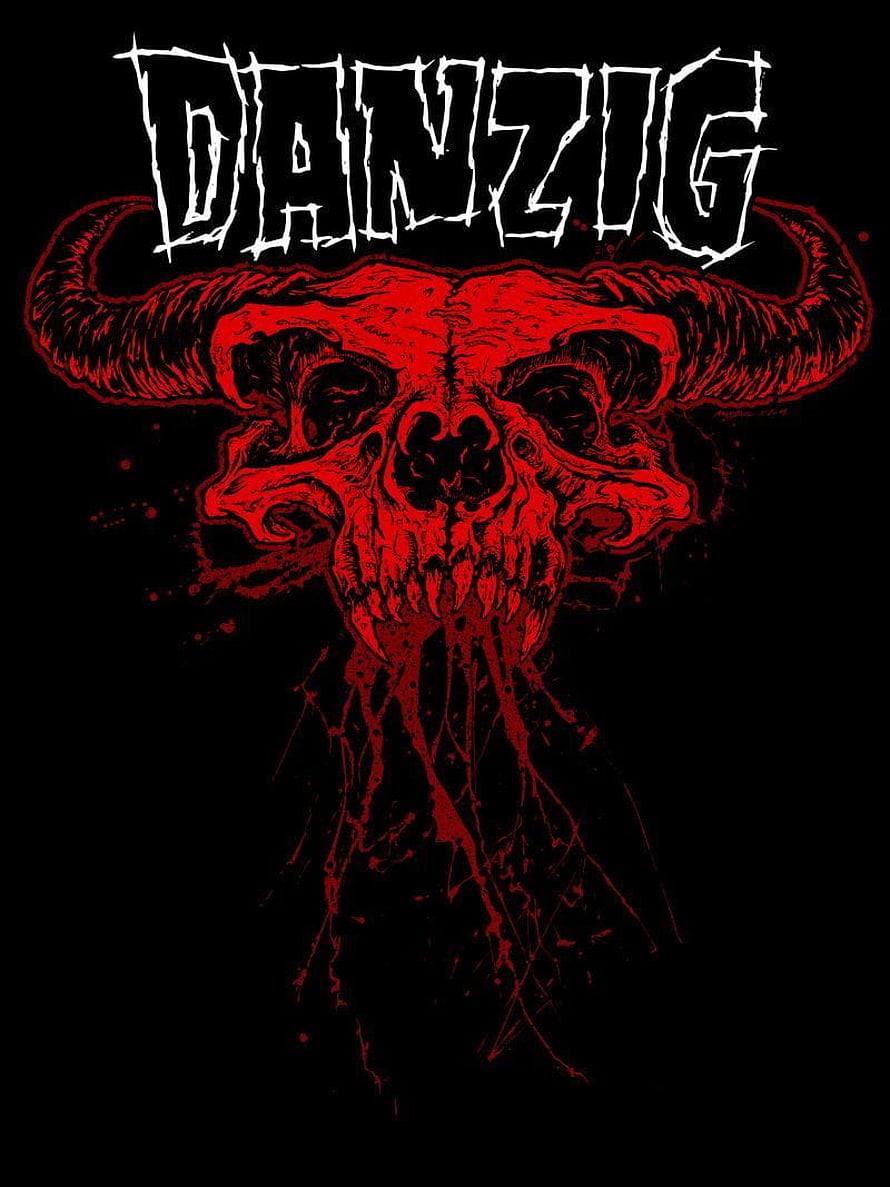 Danzig Heavy Metal Band Poster with Red Horned Skull on Black Background HD phone wallpaper
